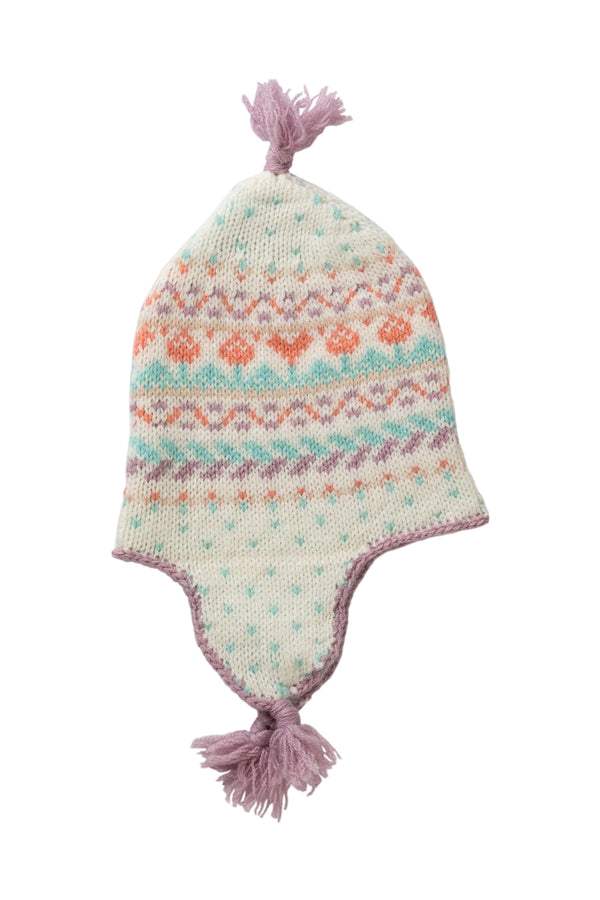 johnstons of elgin Pink Cashmere Fairisle Baby Hat