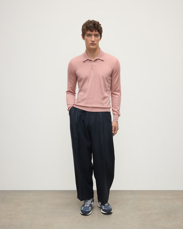 johnstons of elgin Pink Cashmere Polo Shirt