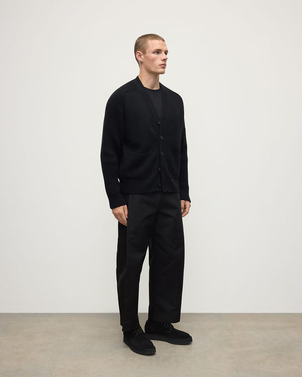 Johnstons Of Elgin Ribbed Cashmere Black Cardigan