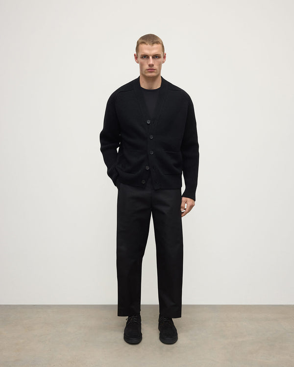 johnstons of elgin Ribbed Cashmere Black Cardigan