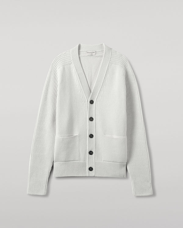 Johnstons Of Elgin Ribbed Cashmere White Cardigan