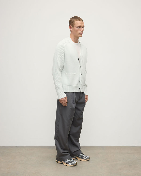 Johnstons Of Elgin Ribbed Cashmere White Cardigan