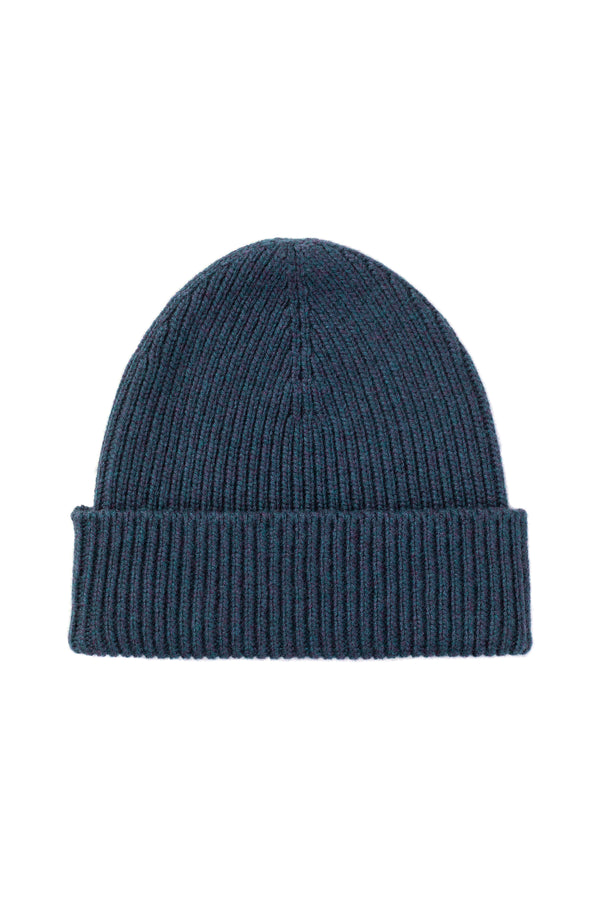 johnstons of elgin Ribbed Navy Cashmere Beanie