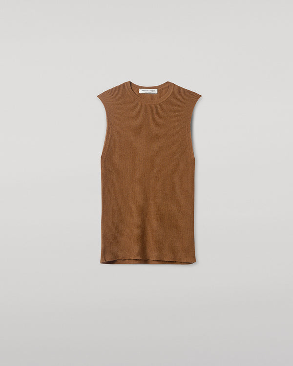 Johnstons Of Elgin Sleeveless Dark Camel Tank Top
