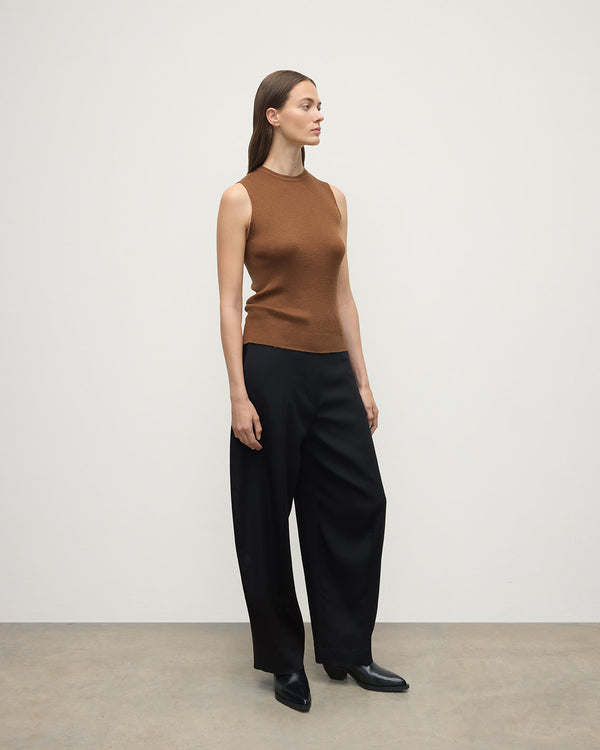 Johnstons Of Elgin Sleeveless Dark Camel Tank Top