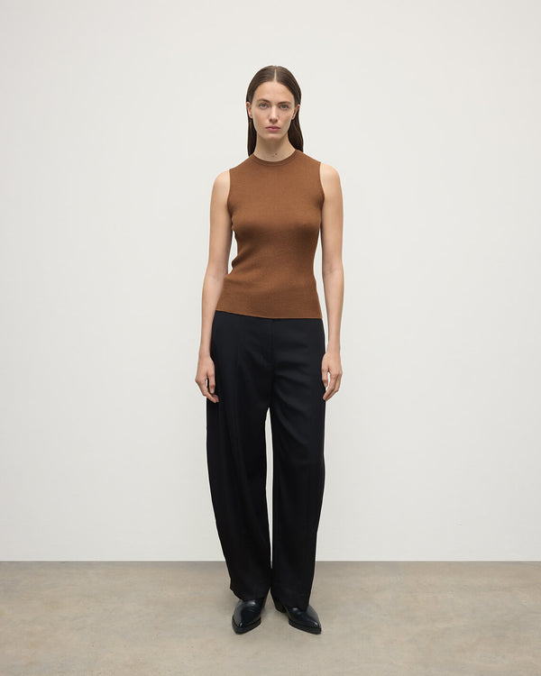 johnstons of elgin Sleeveless Dark Camel Tank Top