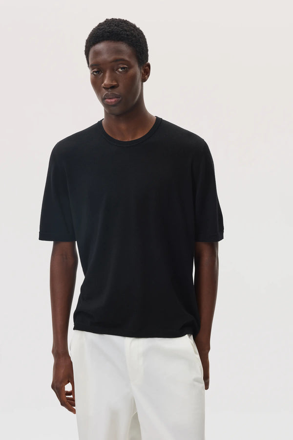 johnstons of elgin Superfine Merino Black T-Shirt