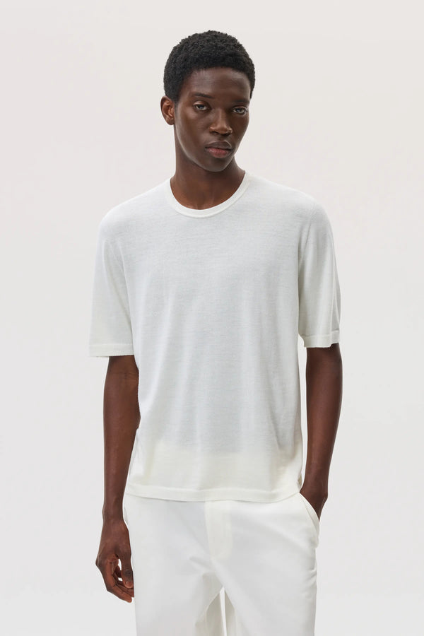 johnstons of elgin Superfine Merino White T-Shirt