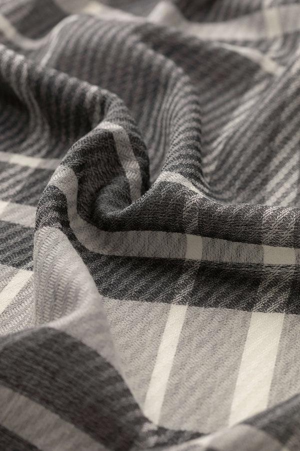 Johnstons Of Elgin Twill Check Grey Scarf