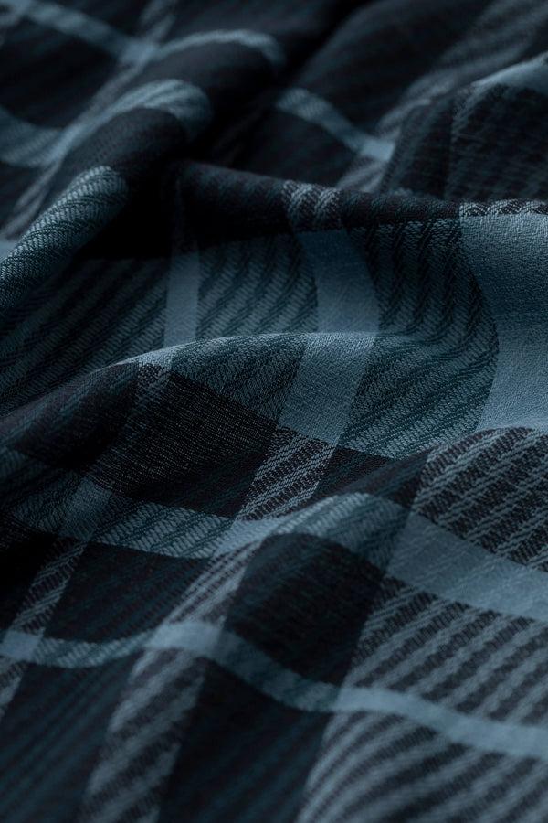 Johnstons Of Elgin Twill Check Navy Scarf