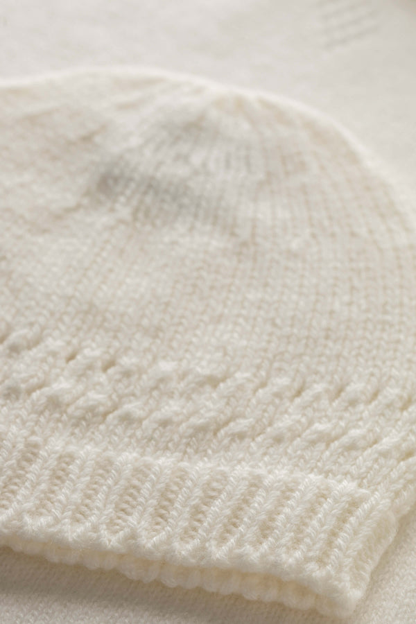 Johnstons Of Elgin White Cashmere Baby Beanie