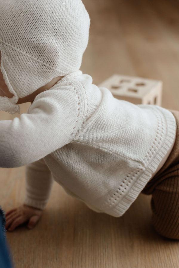 Johnstons Of Elgin White Cashmere Baby Cardigan