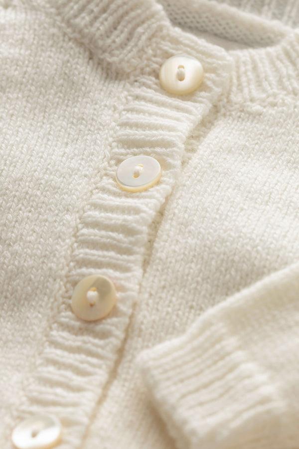 johnstons of elgin White Cashmere Baby Cardigan