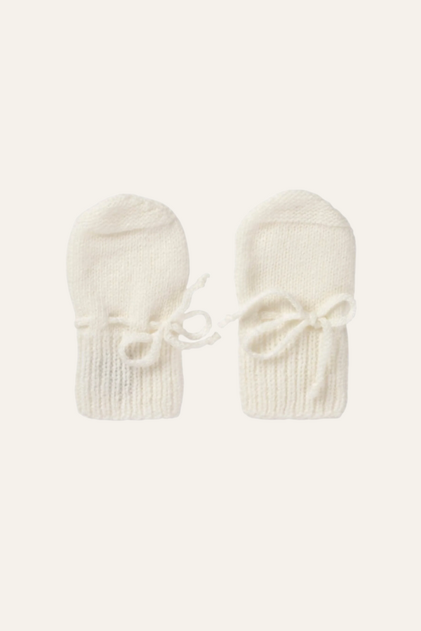 johnstons of elgin White Cashmere Baby Mittens