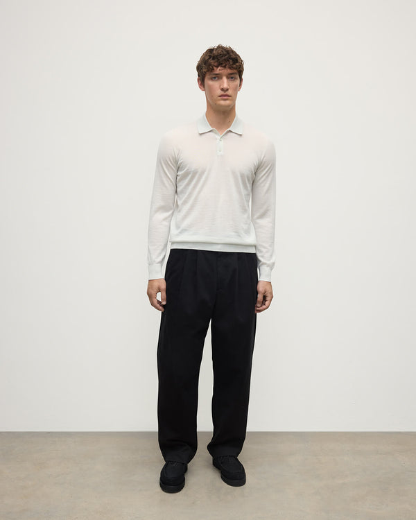 johnstons of elgin White Cashmere Polo Shirt