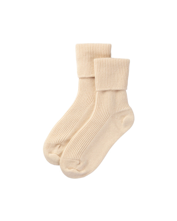johnstons of elgin Women's Cream Cashmere Socks