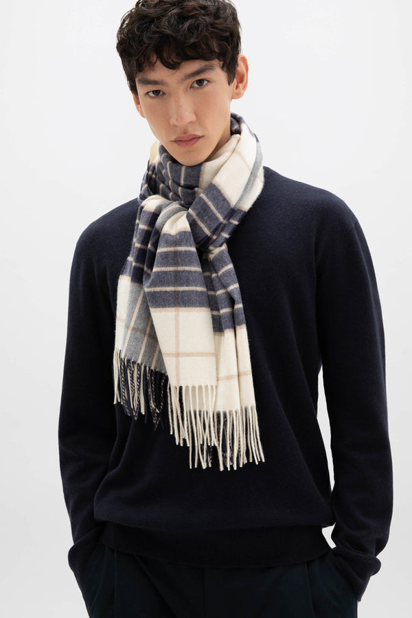 Johnstons Of Elgin Knockmore Tartan Wide Cashmere Scarf