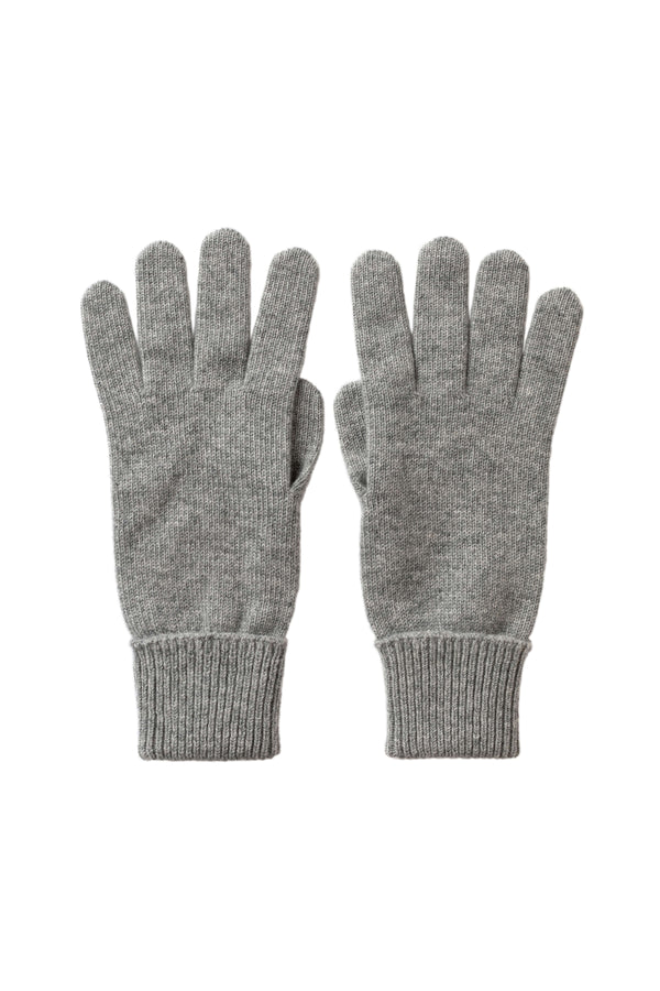 johnstons of elgin Light Grey Cashmere Gloves with Turnback Cuffs