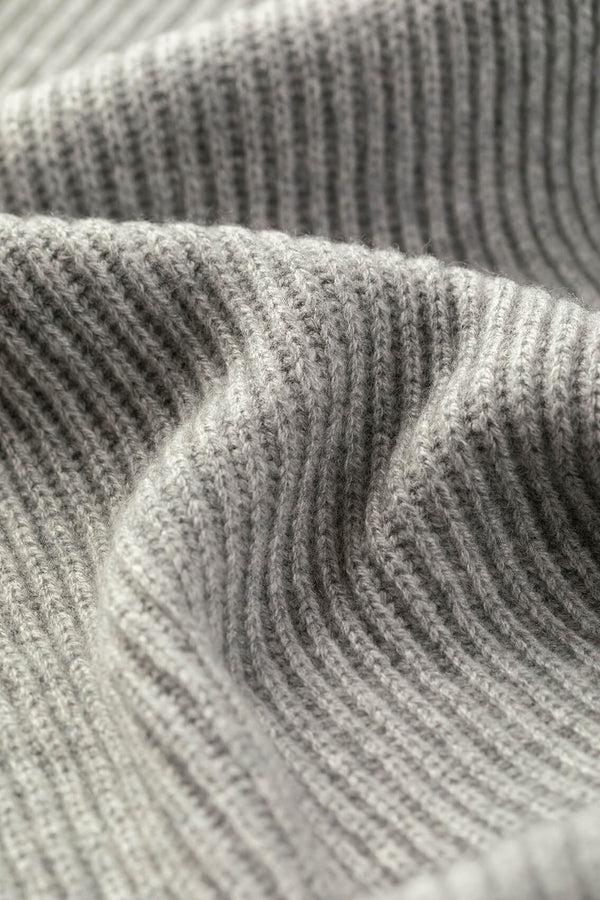 Johnstons Of Elgin Light Grey Cashmere Ribbed Scarf