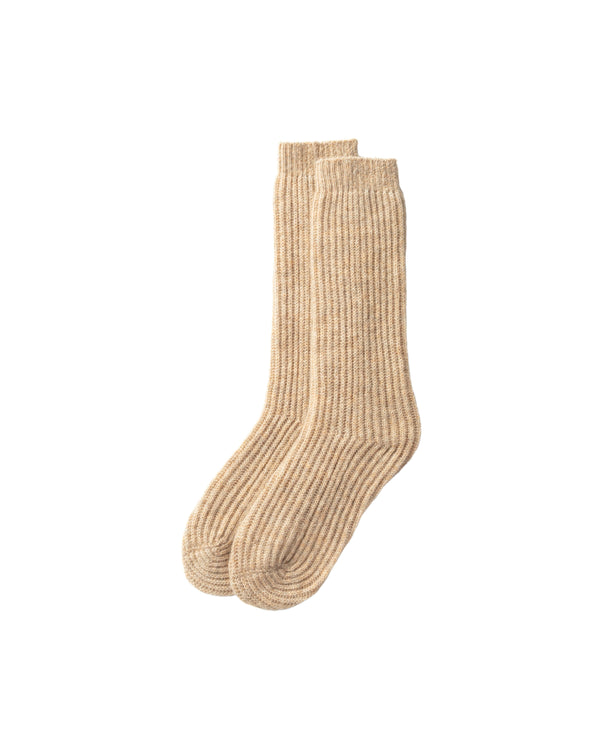 johnstons of elgin Luxe Ribbed Natural Cashmere Socks