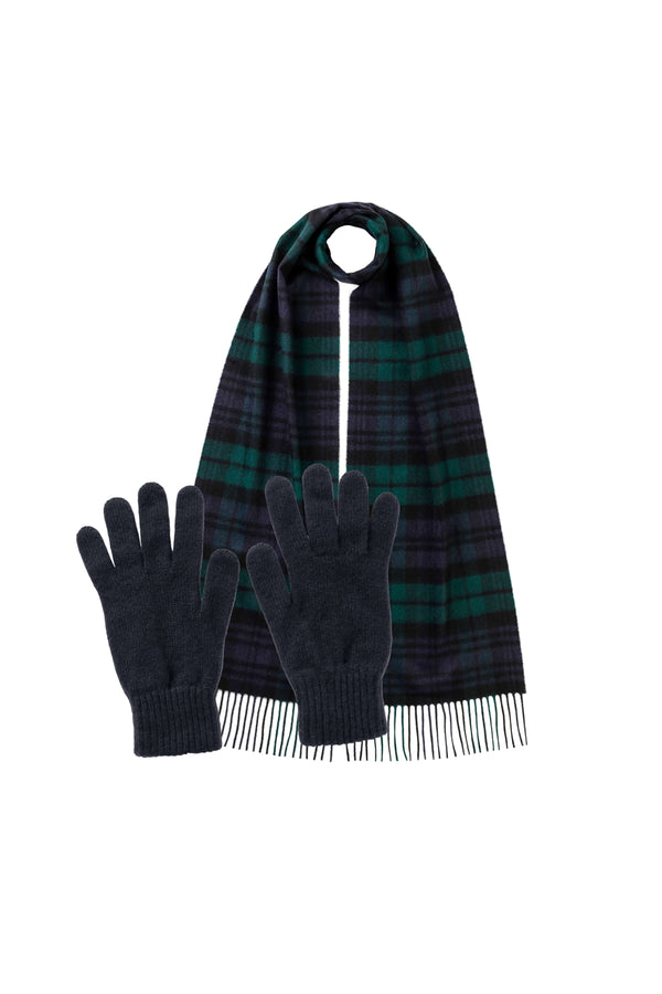 johnstons of elgin Men's Black Watch Cashmere Accessories Gift Set