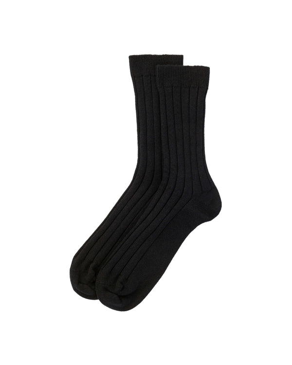 johnstons of elgin Men's Cashmere Ribbed Black Socks