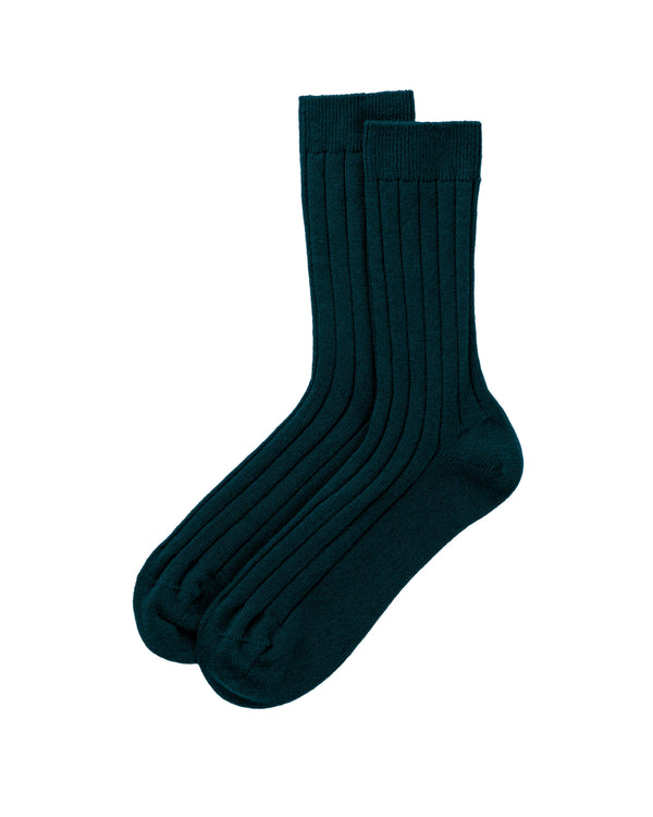 johnstons of elgin Men's Cashmere Ribbed Dark Green Socks