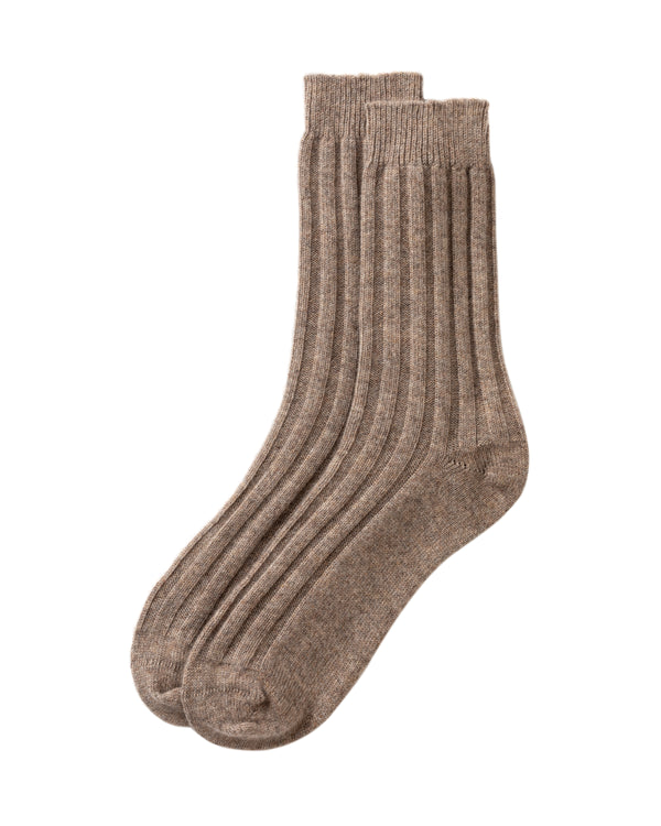 johnstons of elgin Men's Light Brown Cashmere Lounge Socks