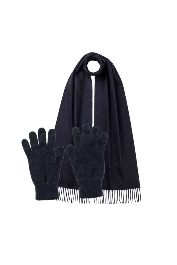 johnstons of elgin Men's Navy Cashmere Accessories Gift Set