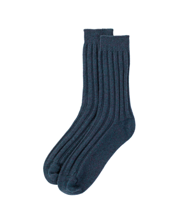 johnstons of elgin Men's Navy Cashmere Lounge Socks