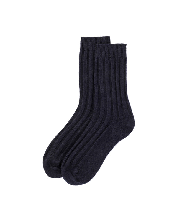 johnstons of elgin Men's Navy Cashmere Lounge Socks