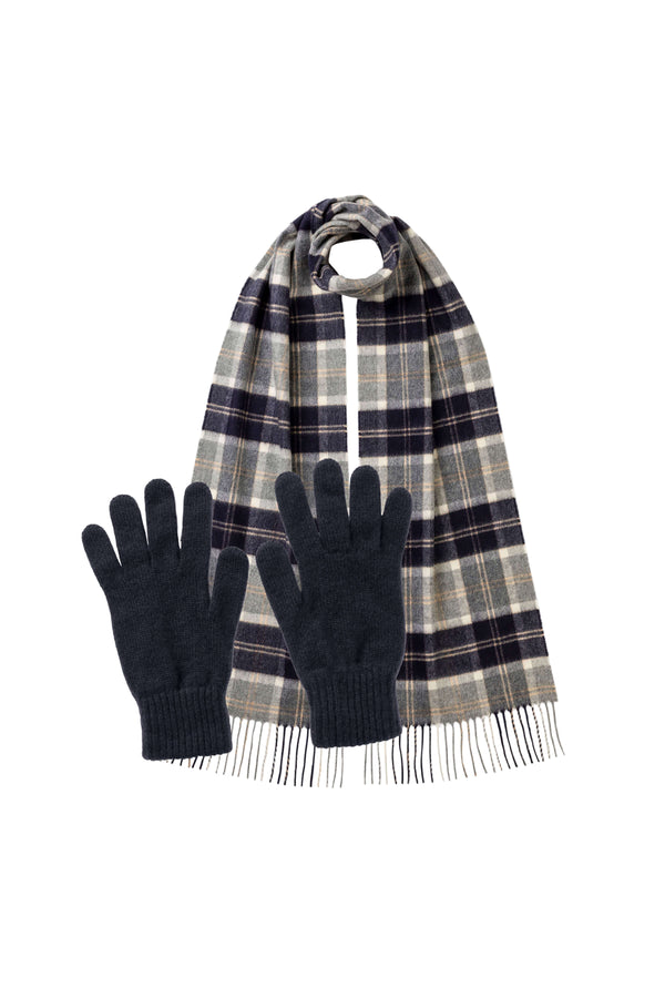 johnstons of elgin Men's Silver Bannockbane Cashmere Accessories Gift Set