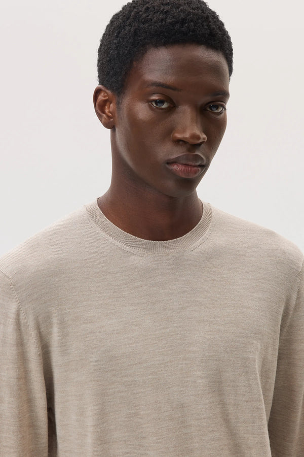 Johnstons Of Elgin Merino Round Neck Natural Jumper