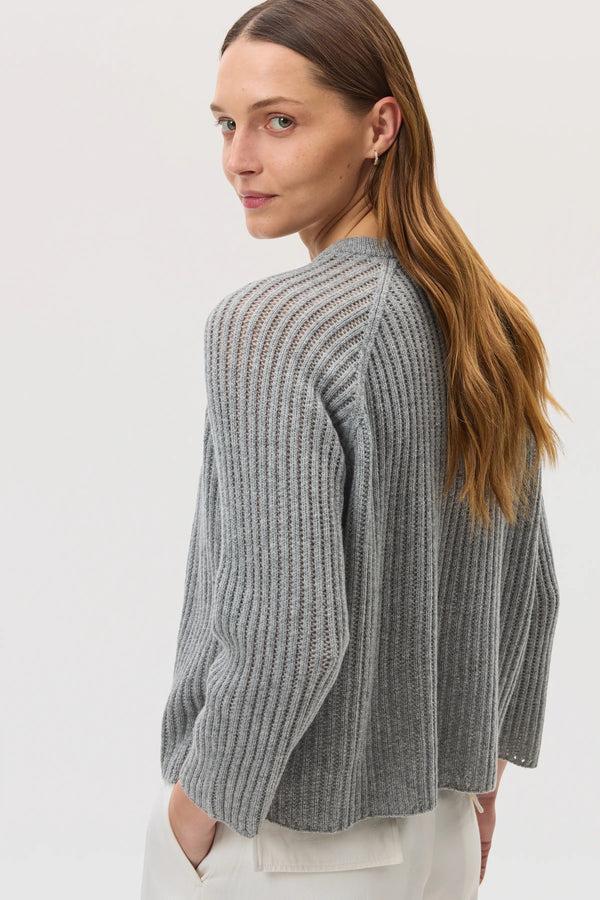 Johnstons Of Elgin Mesh Rib Cashmere Light Grey Jumper