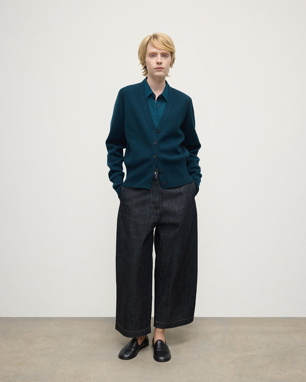 johnstons of elgin Milano Stitch Dark Green Cashmere Cardigan