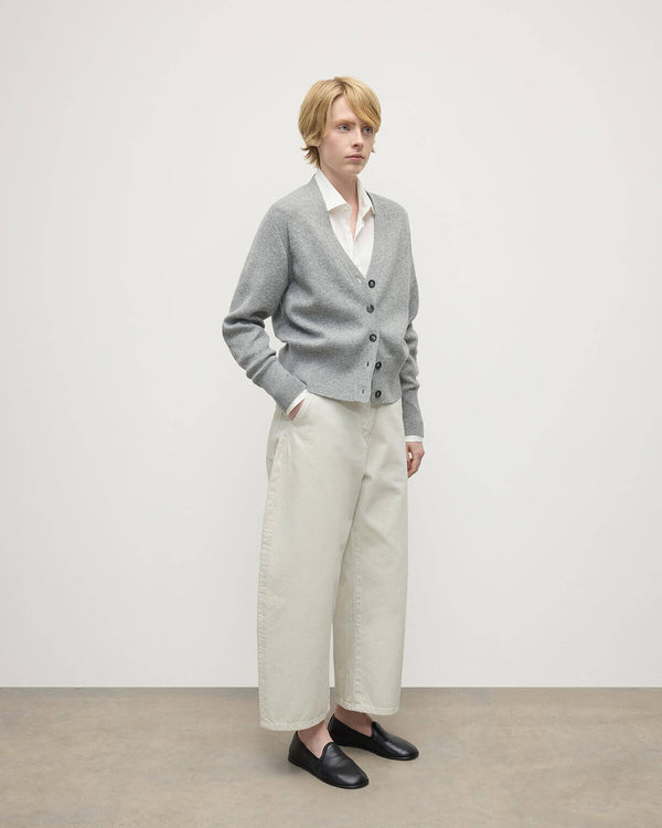 Johnstons Of Elgin Milano Stitch Light Grey Cashmere Cardigan