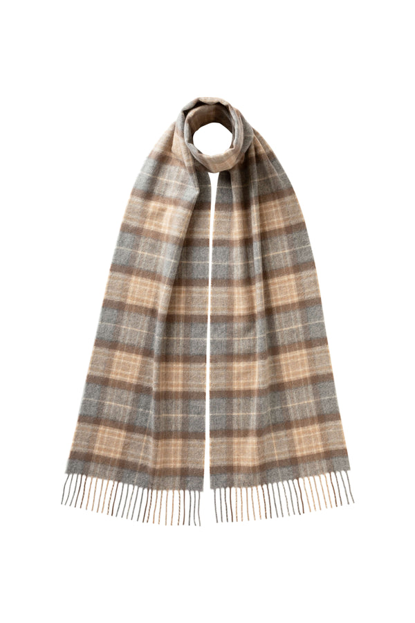 johnstons of elgin Natural MacKellar Tartan Cashmere Scarf