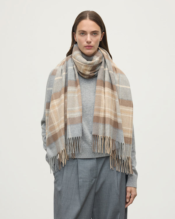 Johnstons Of Elgin Natural MacKellar Tartan Cashmere Stole