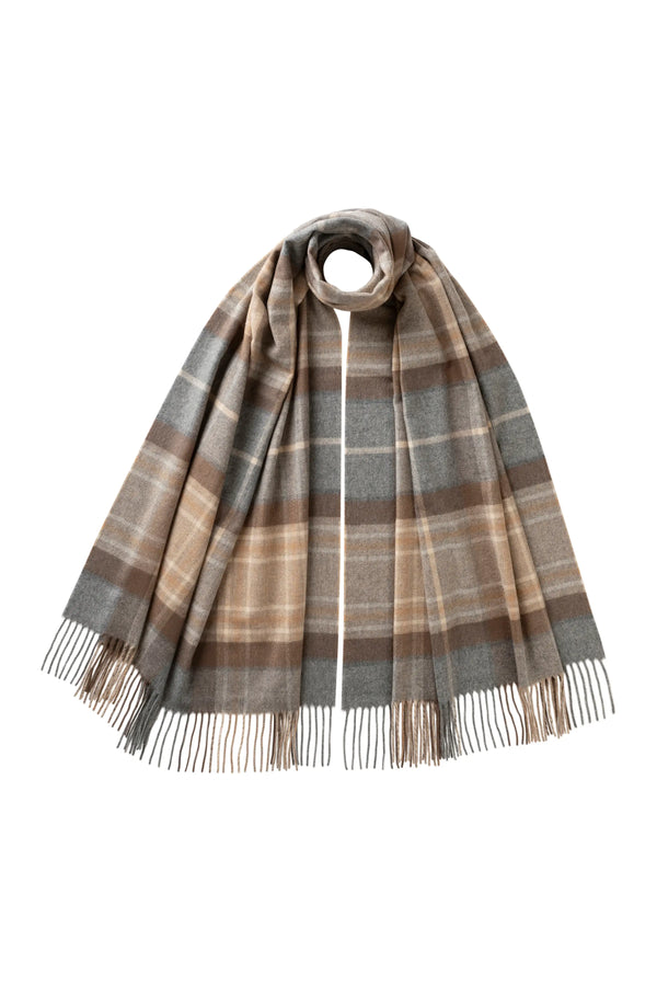 johnstons of elgin Natural MacKellar Tartan Cashmere Stole