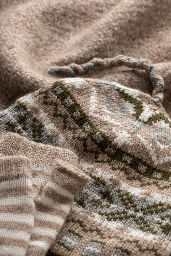 Johnstons Of Elgin Natural Stripy Children's Cashmere Wristwarmers