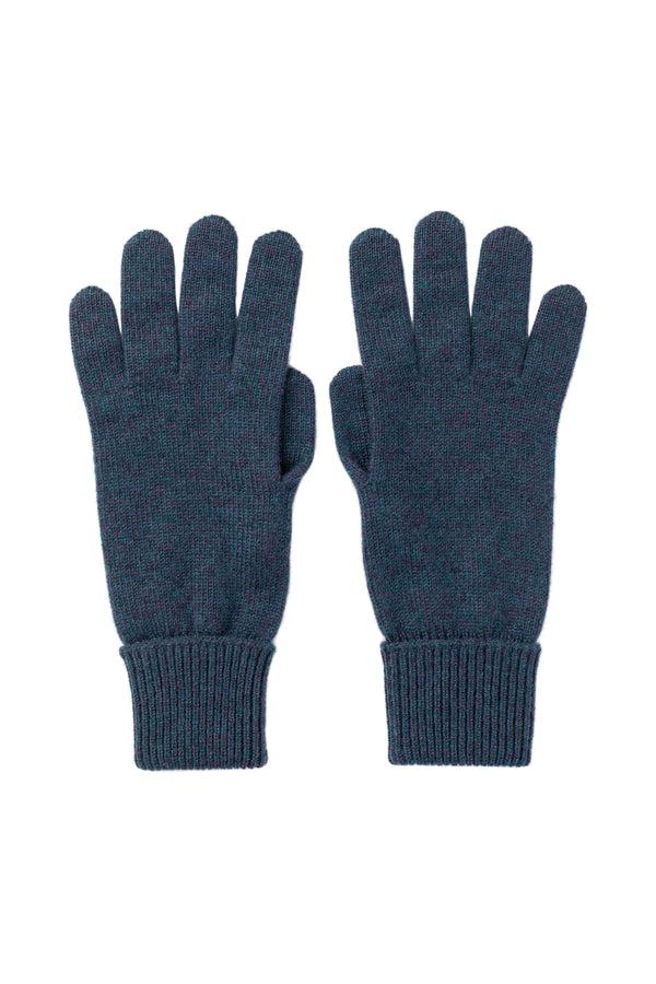 johnstons of elgin Navy Cashmere Gloves with Turnback Cuffs
