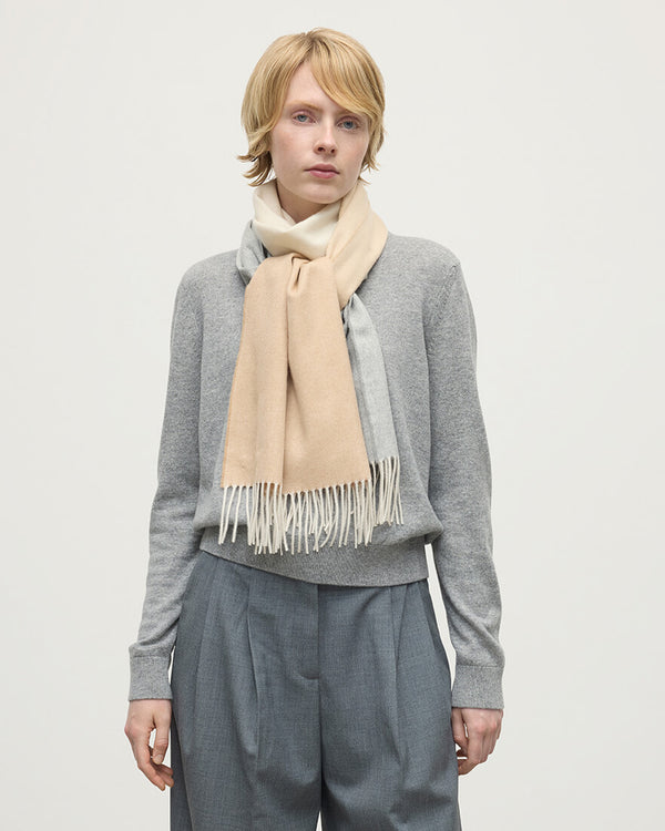 Johnstons Of Elgin Ombré Camel & Light Grey Cashmere Scarf