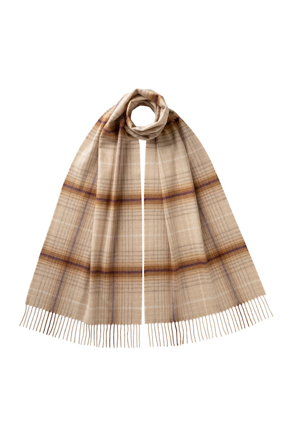 johnstons of elgin Ombre Check Natural Merino Scarf