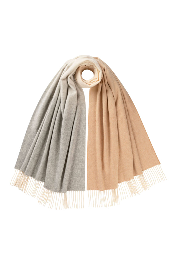 johnstons of elgin Ombré Silver & Camel Cashmere Stole