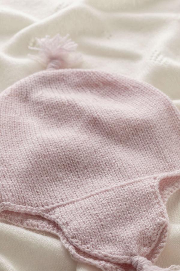 Johnstons Of Elgin Pink Cashmere Baby Hat With Tassel
