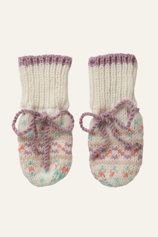 johnstons of elgin Pink Cashmere Fairisle Baby Mittens