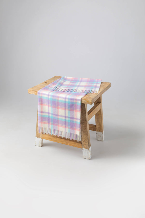 Johnstons Of Elgin Pink Check Cashmere Baby Blanket