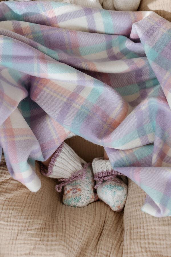 Johnstons Of Elgin Pink Check Cashmere Baby Blanket