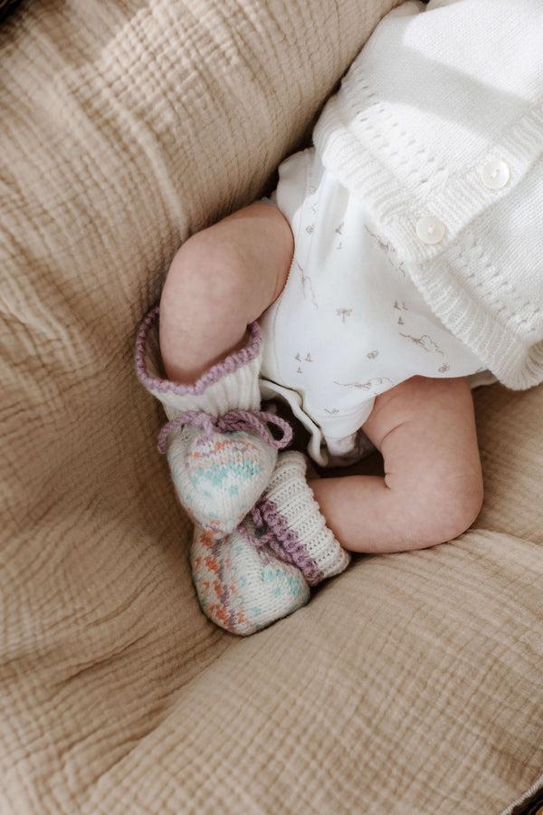 Johnstons Of Elgin Pink Fairisle Cashmere Baby Booties