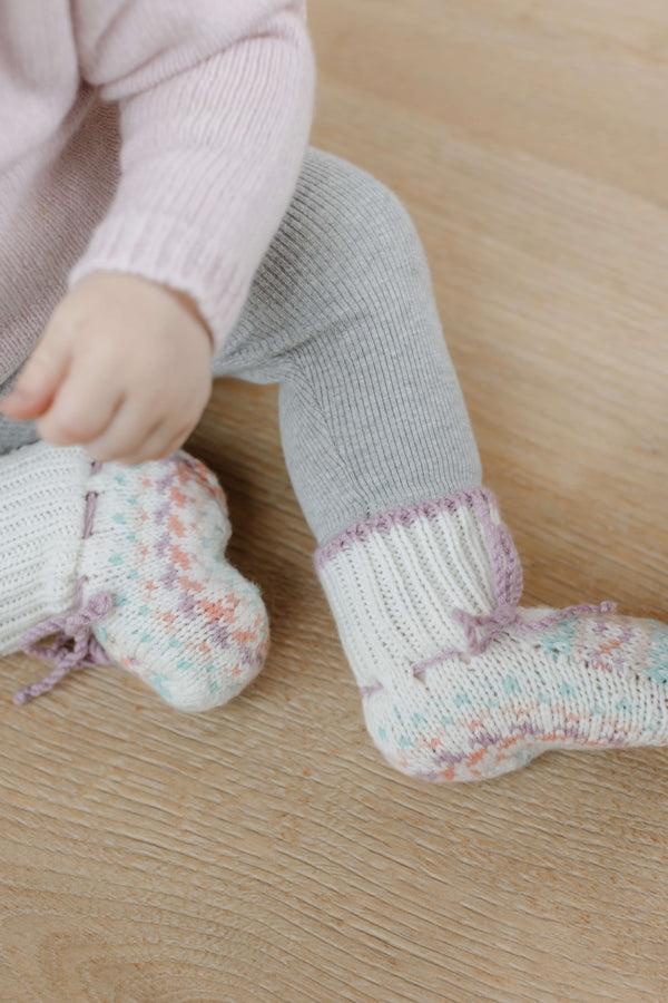 Johnstons Of Elgin Pink Fairisle Cashmere Baby Booties
